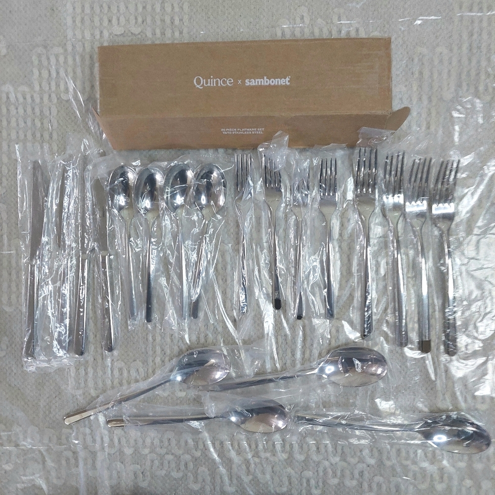 NEW! Quince- Sambonet Gia Minimalist 40 Piece Stainless Steel Flatware Set! (9) - Picture 6 of 12